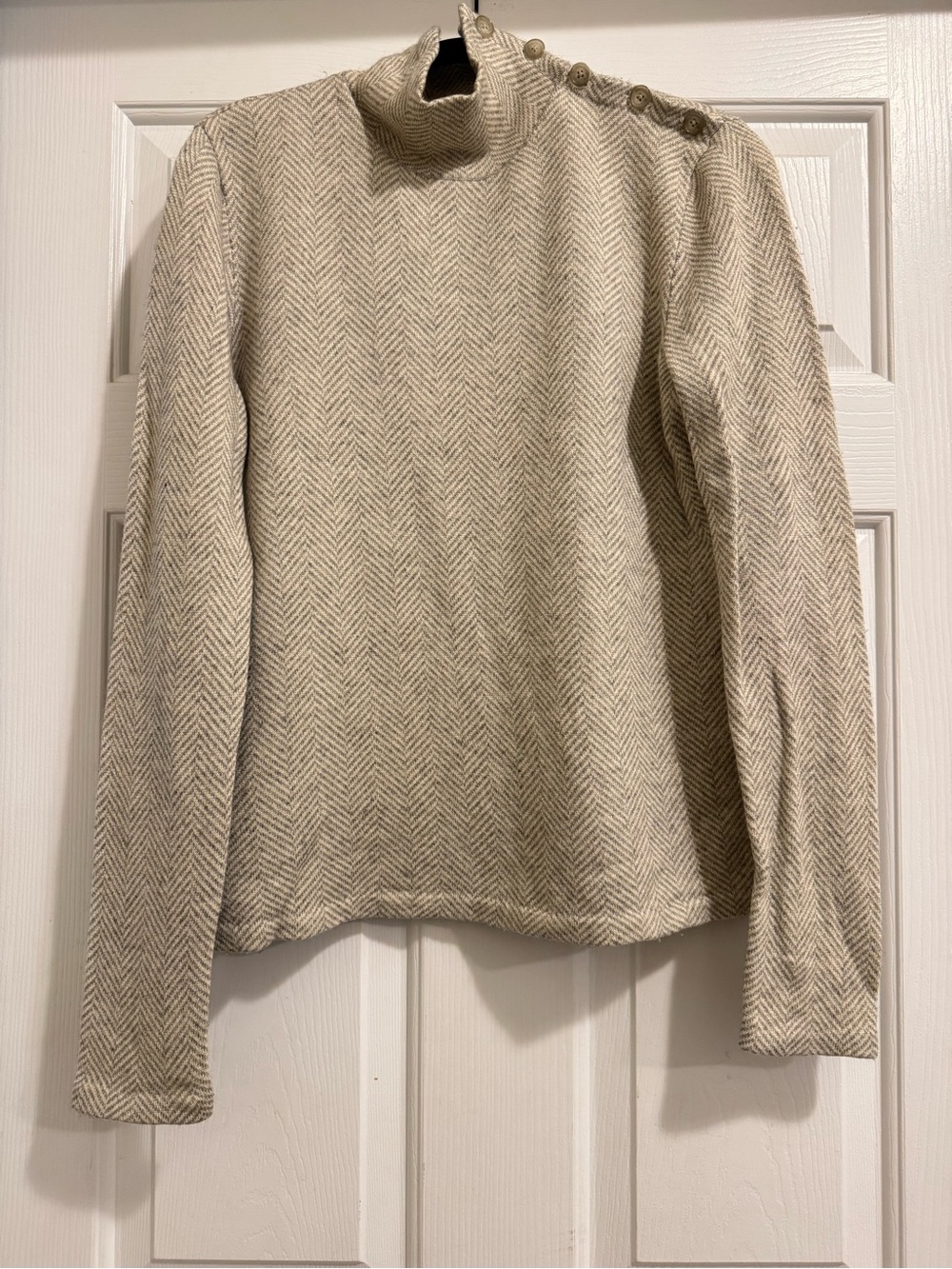 Lauren Ralph Lauren Herringbone Turtleneck Sweater with Shoulder Buttons